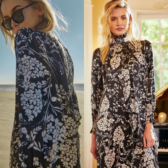 NWT HUNTER BELL NYC Crosby Floral Silk Dress - Picture 3 of 13